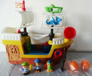 Fisher Price Little People Pirate Ship With Sounds Figures Cannons