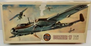 Vtg Airfix Dornier 17 Wwii German Light Bomber Aircraft 1/72 Model Kit W/stand