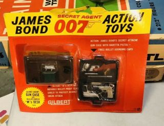 Vtg 1965 James Bond 007 Secret Agent Action Toys Gun Case/bullet Shield