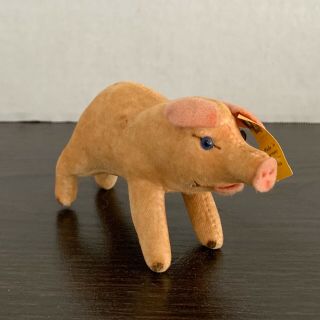 Vintage Steiff Germany Stuffed Animal Velvet Jolanthe Pig Button Tag Plush