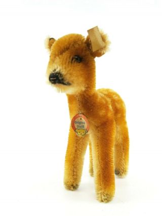 Steiff Mohair Young Deer Bambi Toy 6314,  00 14 Cm Button Flag Tag Vgc 1965 - 67