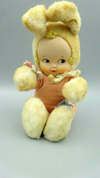 Vintage Knickerbocker Bunny Rabbit Doll With Baby Face