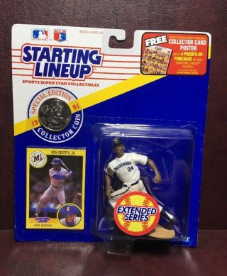 1991 Ken Griffey Jr Vintage Starting Lineup Slu Figure,  With Card And Coin