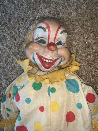 Vintage Rushton Clown Doll Rubber Face Plush Stuffed Animal Circus