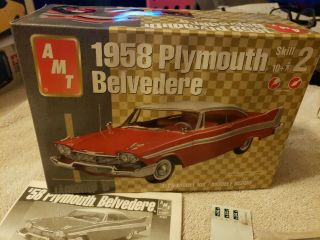 Amt 1958 Plymouth Belvedere Car Model Kit Open Box