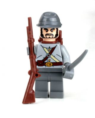 Confederate Army Soldier Civil War Made W/ Real Lego® Army Builder Minifigure