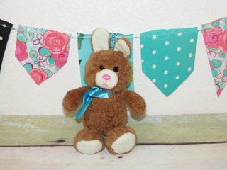 Animal Adventure Brown Bunny Blue Satin Bow Plush 10 " Stuffed Easter 2018 Toy