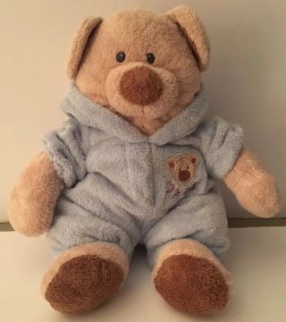 2004 Ty Pluffies Love To Baby Brown Blue Teddy Bear Stuffed Animal Plush Toy