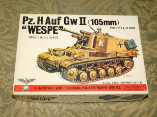 Vintage Rare Bandai Wwii German Pz.  H Auf Gw Ii 105mm Wespe Tank Model Kit 1/48