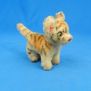 Vintage Schuco Tiger Cub Miniature Mohair Stuffed Animal Plush Cat