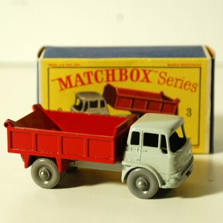 Vintage Matchbox Lesney 3 Bedford Tipper Truck Gpw Gray Type D2 Box