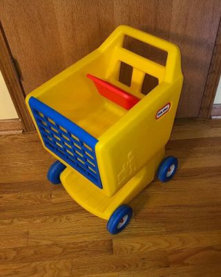 Little Tikes Yellow Grocery Shopping Cart Child Size Pretend Play Baby Seat