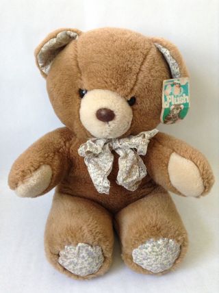 Vintage Plush And Pattern Brown Teddy Bear 1989 - Expressly For Ydc