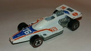 1975 Hot Wheels Redline Formula 5000 White Race Car 76 Goodyear Bell Hong Kong