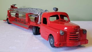 Early Structo Toys International Cab Hook & Ladder Fire Tt Truck 50s V Rare