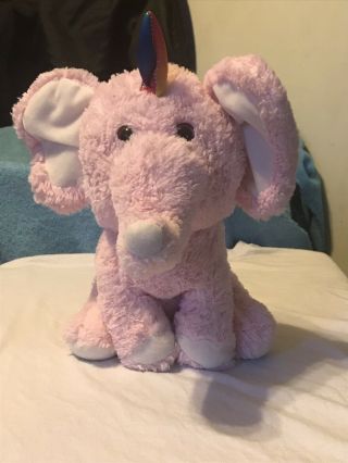 Kellytoy Unicornimals Elephant Pink Rainbow Horn Stuffed Plush 11 " Unicorn Toy