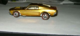 1968 Hot Wheels Redline Custom Mustang Gold W/white Interior Usa Rare