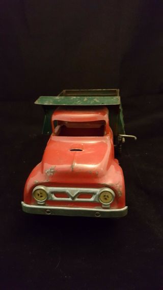 Vintage 1950 ' s TONKA TOYS Red & Green Dump Truck 2