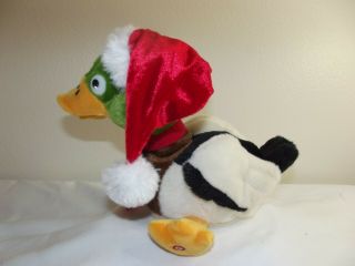 Gemmy Animated Singing Plush Mallard Santa Duck - Sings Bird Rare
