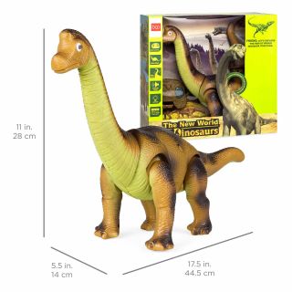 Kids 6,  Rc Toy Remote Control Walking Light Sound Dinosaur Brachiosaurus 17.  5 "