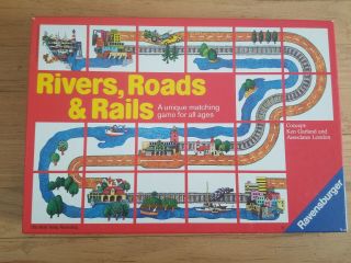 Rivers,  Roads,  And Rails Matching Game Ravensburger 1980 West Germany
