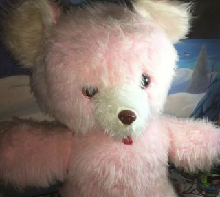 Vintage Pink Teddy Bear Lovey Plush Stuffed Animal Toy 26” Tall 2