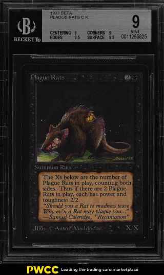 1993 Magic The Gathering Mtg Beta Plague Rats C K Bgs 9 (pwcc)