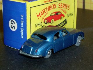 Matchbox Moko Lesney Jaguar 3.  4L met blu 20GPW D - R 65 a1 SC5 EX/NM & crafted box 2