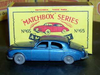 Matchbox Moko Lesney Jaguar 3.  4L met blu 20GPW D - R 65 a1 SC5 EX/NM & crafted box 3