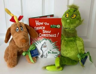 Kohls Cares 22 " Grinch 15 " Max Plush And Book " How The Grinch Stole Christmas "