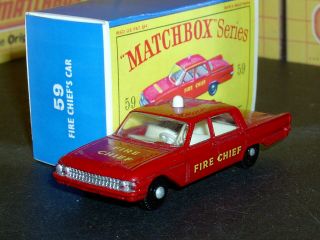 Matchbox Lesney Ford Fairlan Fire Chief Car 59 B3 Bpw Sc5 Nm Crafted Box