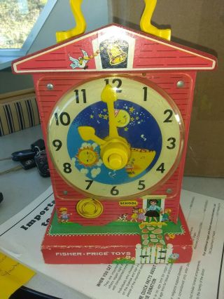 Vintage 1968 Fisher Price Music Box Teaching Clock Really