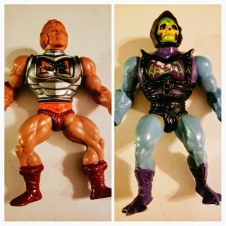 Vintage 1983 Motu Battle Armor He - Man And Skeletor Masters Of The Universe Motu