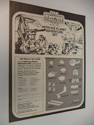 Star Wars Esb Vintage Kenner Hoth Ice Planet Adventure Set Instructions