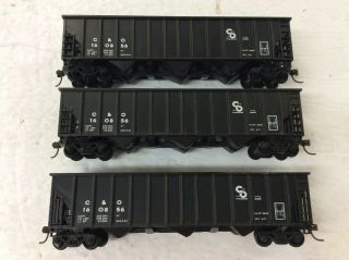 Set Of 3 Coal Hopper Cars 12 Panel Mc Kean C&o 160856 For H0 Modeltrains