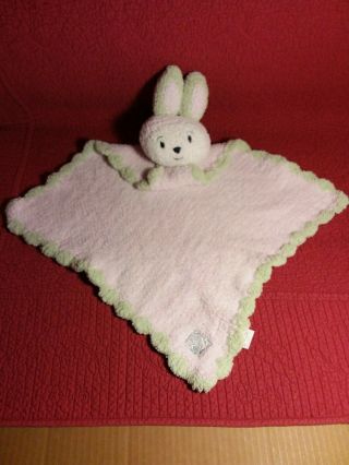 18 " Kashwere Pink Green White Bunny Rabbit Baby Security Blanket Plush Stuffed