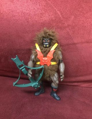 Vintage Motu He - Man Dark Face Grizzlor Action Figure Mattel 1985 W/ Accessories