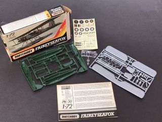 Vintage Matchbox Fairey Seafox 2 Colour 1/72 Scale Model Plastic Kit 1983