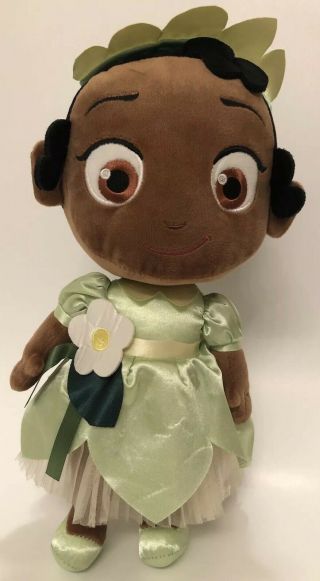 Disney Store Authentic Rare Toddler Princess Tiana 12” Plush Doll WITH BOOK 2
