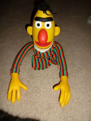 Vintage Bert Sesame Street Muppet Puppet W/rubber Hands,  Furry Hair And Eyebrows