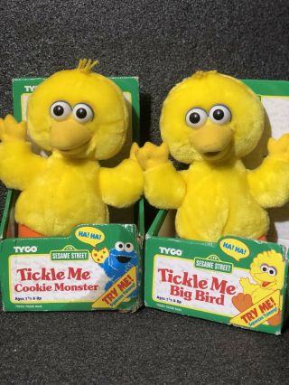 Tickle Me Big Bird Plush 11 " Tyco Sesame Street 1996 The Muppets Laugh Giggle 2x