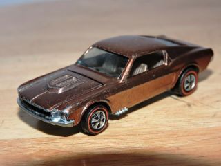 Vintage Hot Wheels 1968 Custom Mustang Copper Brown Interior Redline Us