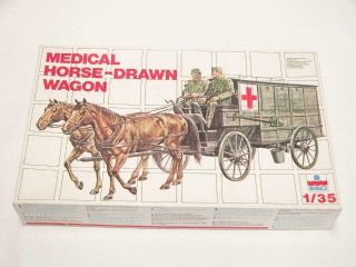 1/35 Esci Ww2 German Horse Drawn Medical Wagon Plastic Scale Model Kit Complete