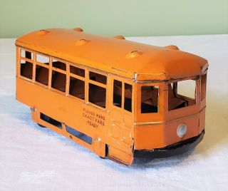 Early Kingsbury Toys Wind - Up Trolley Car 30 