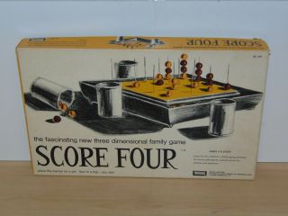 Vintage Three Dimensional Score Four Board Game - 1971 - Complete Vg