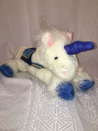 Vguc - 19” Commonwealth Unicorn White W Blue Saddle Stuffed Plush Animal