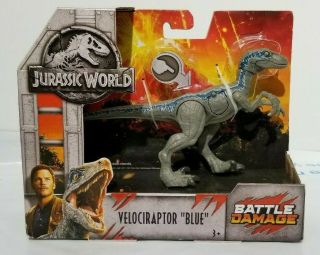 Jurassic World Fallen Kingdom Battle Damage Velociraptor Blue Dinosaur