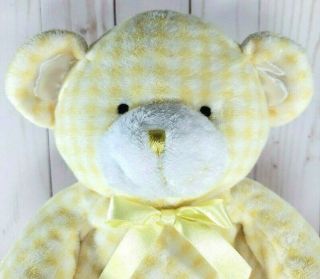 Animal Alley Baby My First Teddy Bear Plush Yellow White Gingham Rattle Toy 13 "