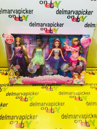 Disney A Special Princess Day Rapunzel Sleeping Beauty Ariel Tiana 4 Doll Set