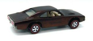 1969 Hot Wheels Redline Custom Dodge Charger Spectraflame dark brown white int 2